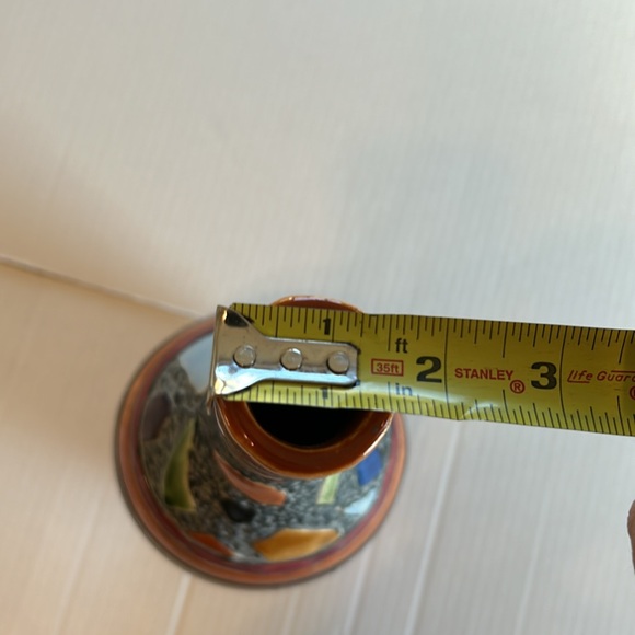 Mosaic Mid Century Red Green Blue Black Abstract Vintage Vase. 16.75” Tall - Picture 8 of 8